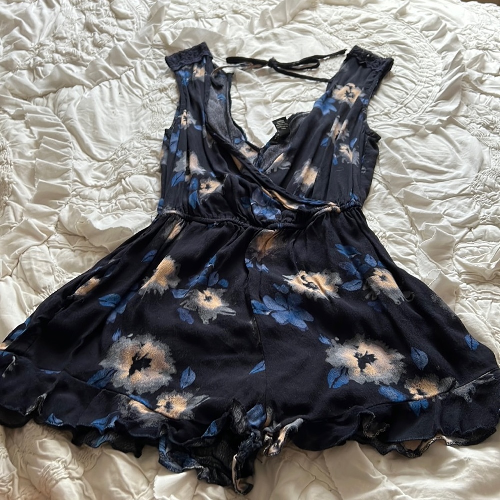 Blue floral romper